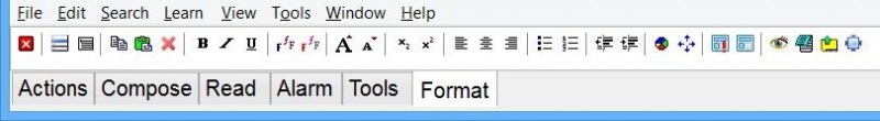 SuperMemo: The Format toolbar docked at the toolbar dock. It features the options for modifying text and component attributes of your elements