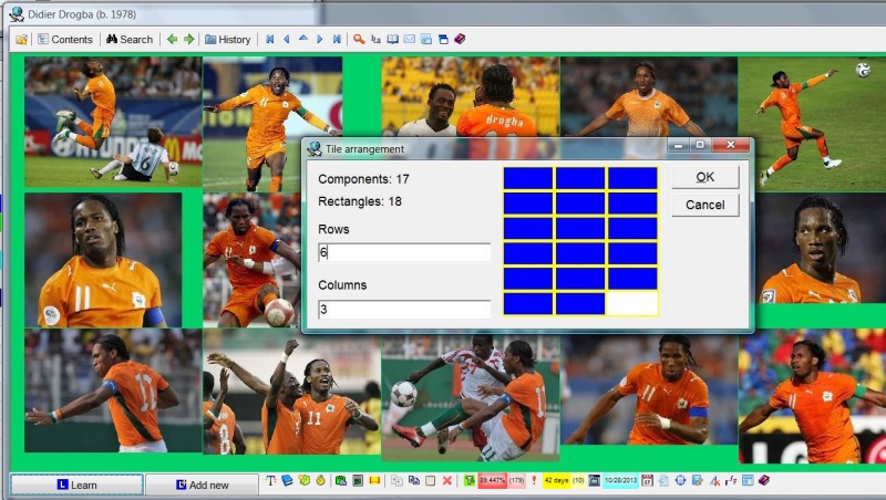 SuperMemo: Tiling Didier Drogba pictures with component tiling assistance