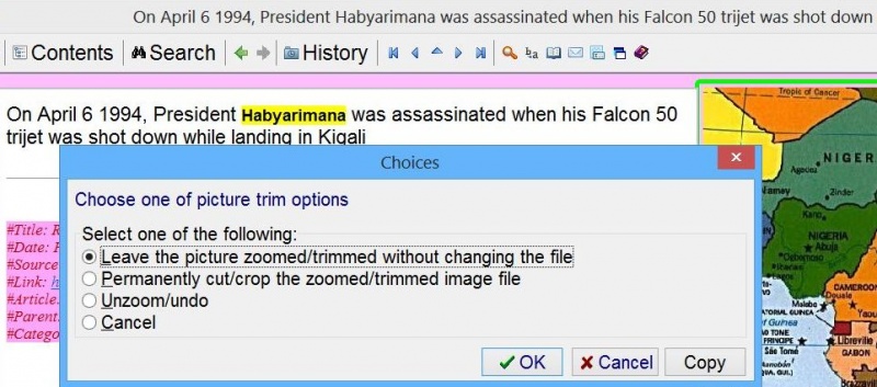 SuperMemo: The list of options presented upon quitting the zoom&trim mode