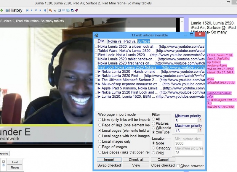 SuperMemo: Importing videos featuring Nokia Lumia 2520, iPad, and Surface from YouTube for incremental learning