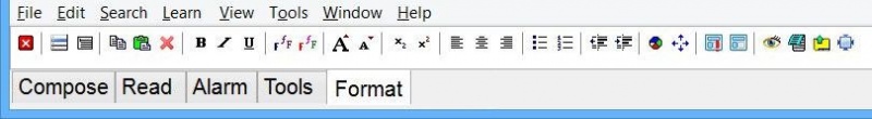 SuperMemo: The Format toolbar docked at the toolbar dock. It features the options for modifying text and component attributes of your elements