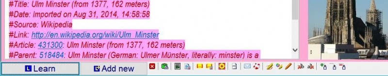 The Read toolbar docked at the learnbar. It hosts options used in incremental reading.
